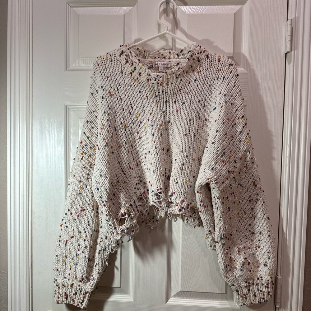 Wild Honey Multicolor Speckled Crew Neck Sweater